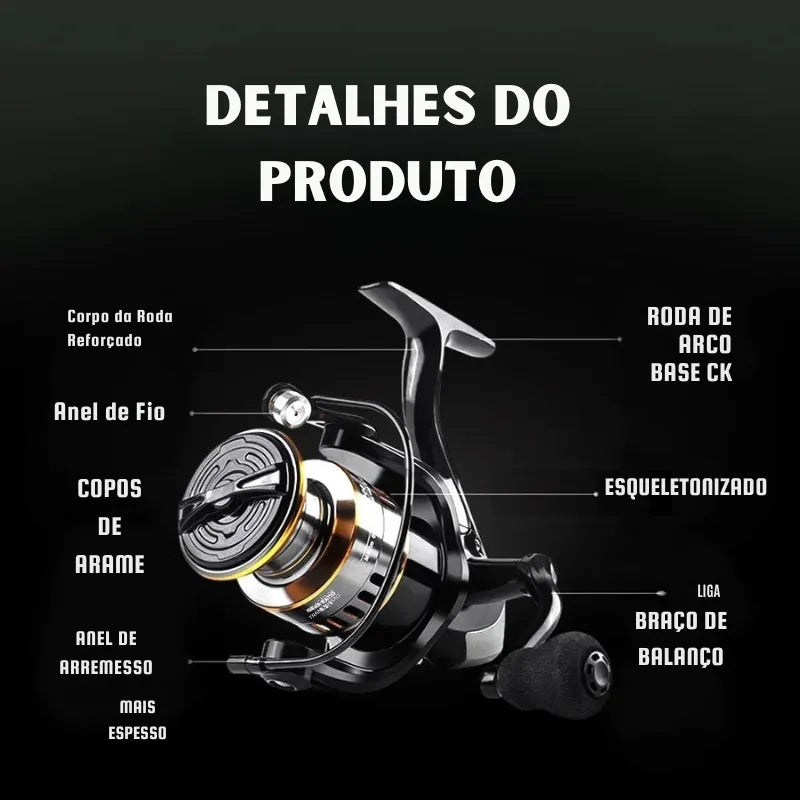 HE7000 Metal Spool Pesca Spinning Reel para Carpa, Sea Tackle com rolamentos de esferas, Metal Line Cup, Alta Qualidade