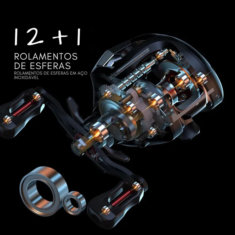 Lixada-Rolamentos Baitcasting Reel, Mosca De Pesca, Alta Velocidade, Sistema De Freio Magnético, 12 + 1