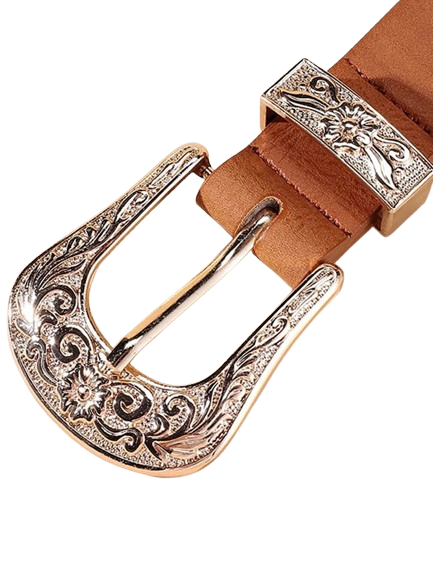 O Cinto Feminino Bordado com Fivela Ocidental adiciona um toque de estilo rústico ao seu look. Seu design único combina elegância e versatilidade, ideal para jeans e roupas casuais.