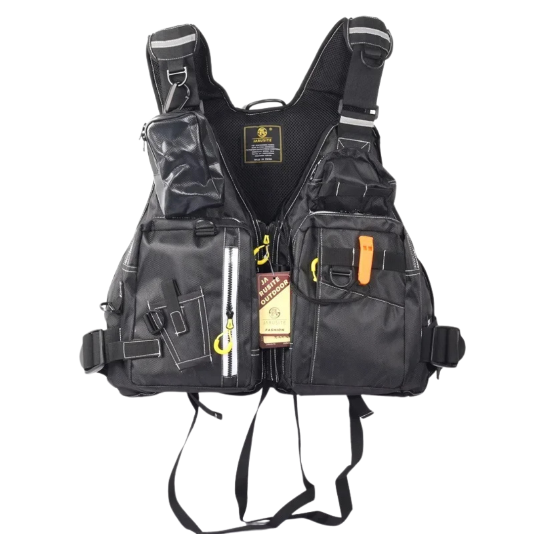 Impermeável Oxford Cloth Life Jacket, colete multi-bolsos, grande flutuabilidade, pesca rochosa, jangada, pesca marítima, adulto