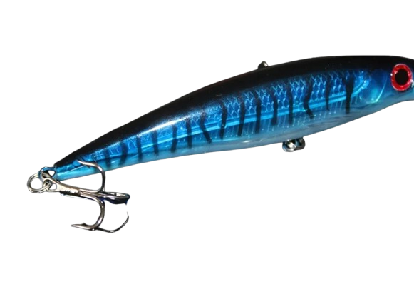 O Conjunto de Iscas Minnow 3D para Pesca contém 10 iscas flutuantes de 11 cm, com olhos 3D e ganchos triplos. Perfeitas para atrair tilápias e outros peixes.