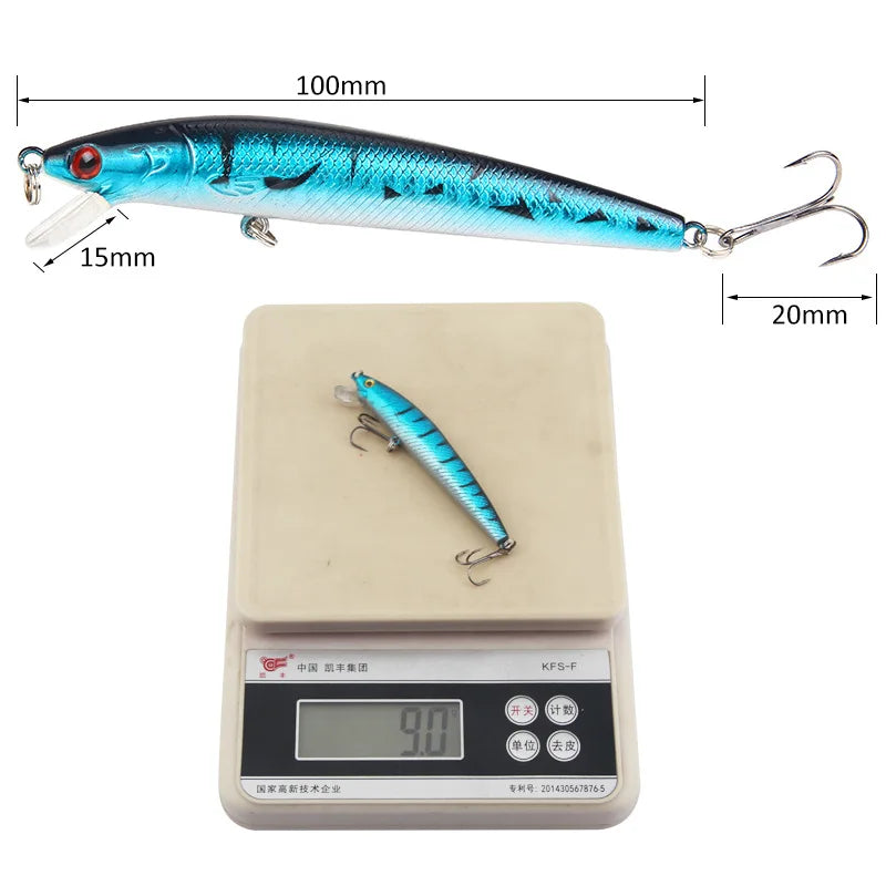 Iscas Japonesas de Pesca Minnow, Isca Dura Flutuante, Isca Artificial, Wobbler, Poço de Carpa Crankbait, Pesca Tackle, 95mm, 7g, 1Pc