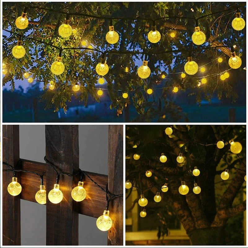 Decore com estilo usando as Luzes de Fada Solar Crystal Globe. Com 60 LEDs, 8 modos de iluminação e proteção IP65, são ideais para dar um toque mágico ao seu jardim ou festa, sem fios e com energia solar!
