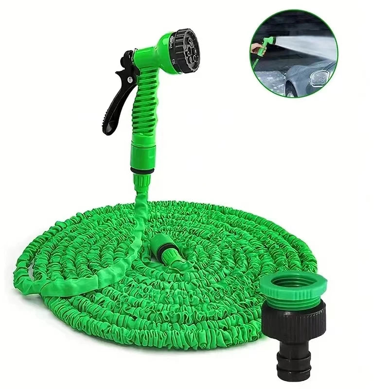A Mangueira Mágica Expansível de Alta Pressão é perfeita para lavar carros e regar jardins. Com 7 funções de pulverização, é prática e fácil de armazenar!