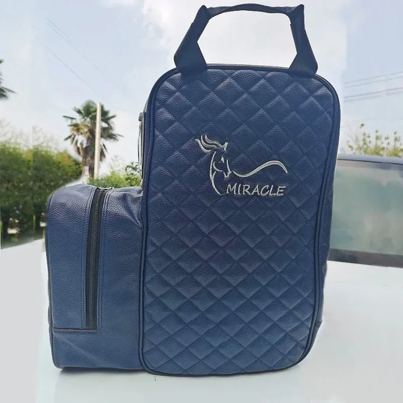 Equipamento Equestre profissional saco, botas de equitação transportar saco, portátil durável PU mochila com capacete compartimento, novo