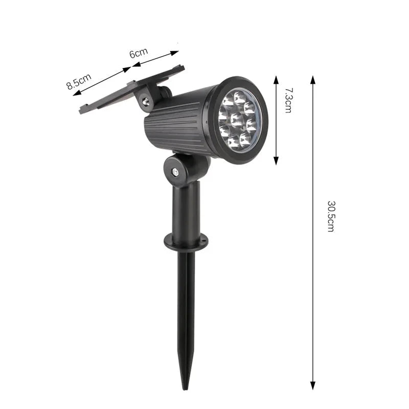 Projetor Solar com Iluminação Ajustável para Jardins e Espaços Externos