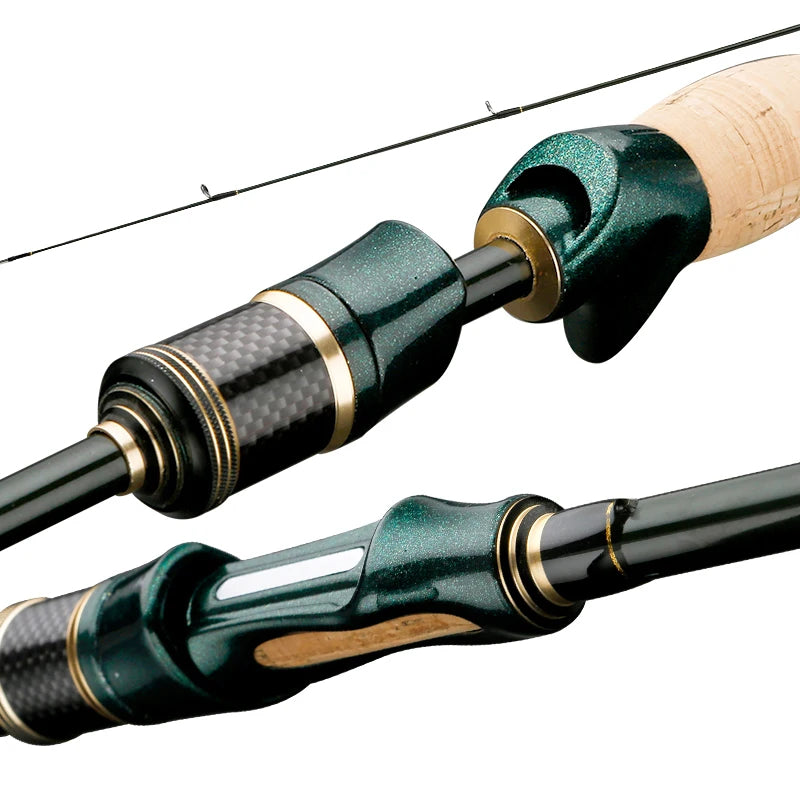 CEMREO Vara de pesca giratória de carbono, 4-5 seções, 1.8m/2.1m/2.4m, vara de viagem portátil, varas de pesca giratórias, equipamento de pesca