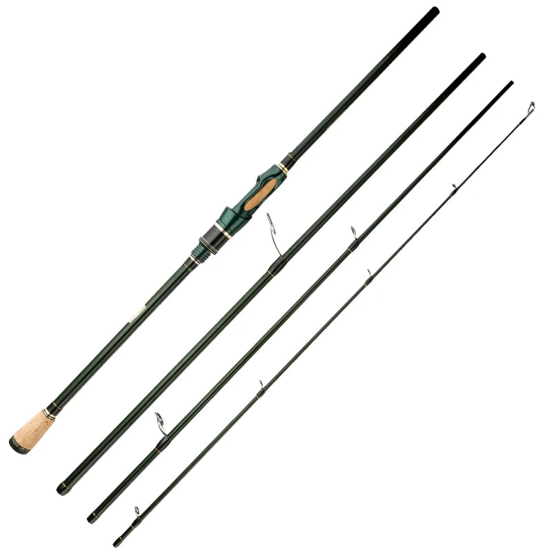 CEMREO Vara de pesca giratória de carbono, 4-5 seções, 1.8m/2.1m/2.4m, vara de viagem portátil, varas de pesca giratórias, equipamento de pesca