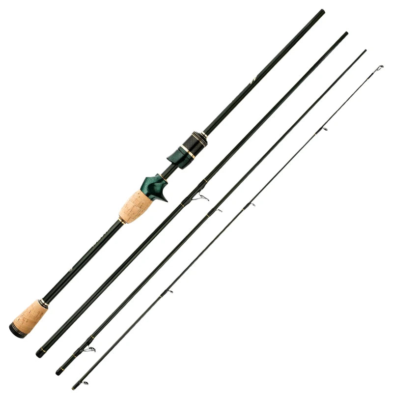 CEMREO Vara de pesca giratória de carbono, 4-5 seções, 1.8m/2.1m/2.4m, vara de viagem portátil, varas de pesca giratórias, equipamento de pesca