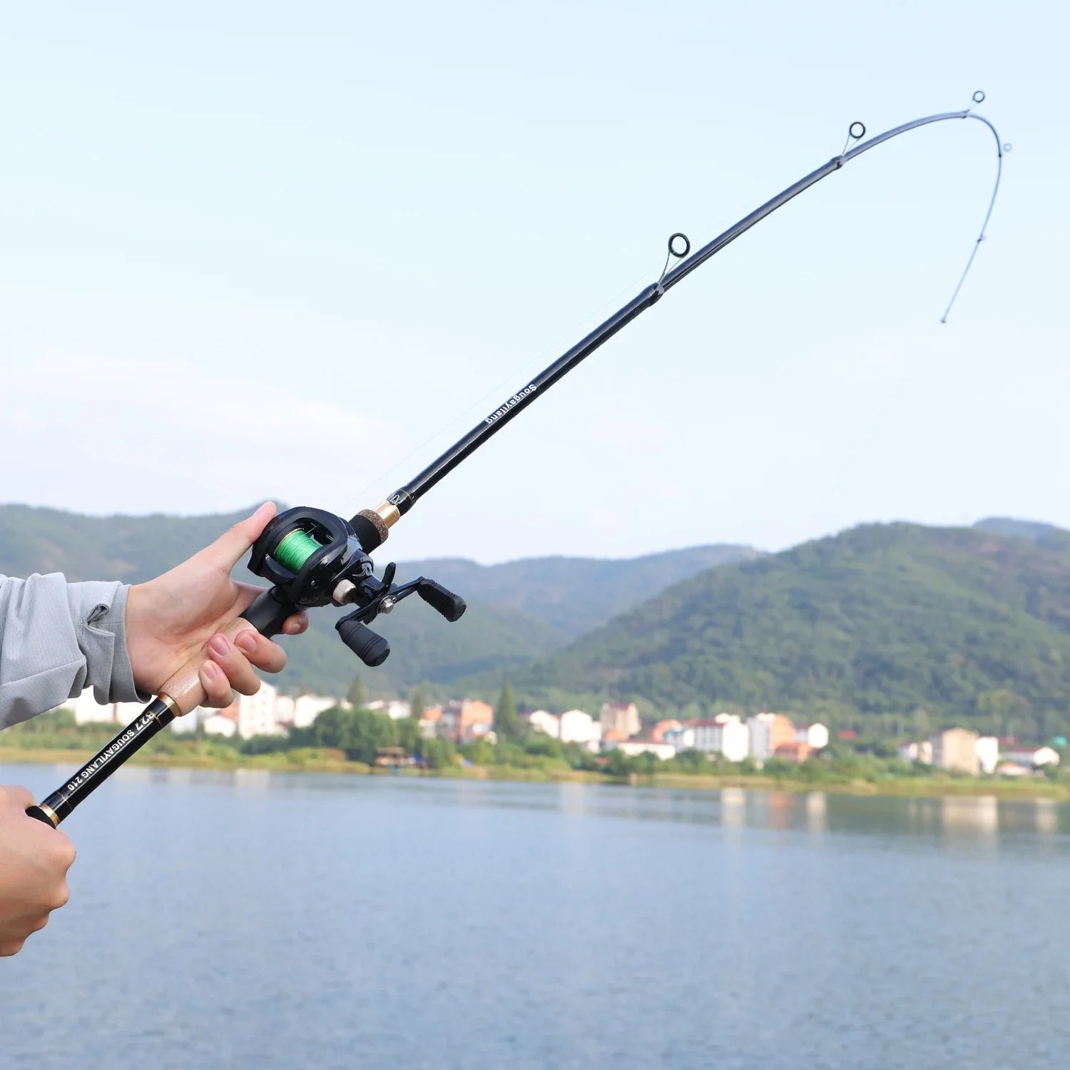 Sougayilang vara de pesca telescópica 1.6-2.1m fundição/vara giratória 5-6 seções arrasto máximo 20lbs vara para pesca em água do mar pólo pesca