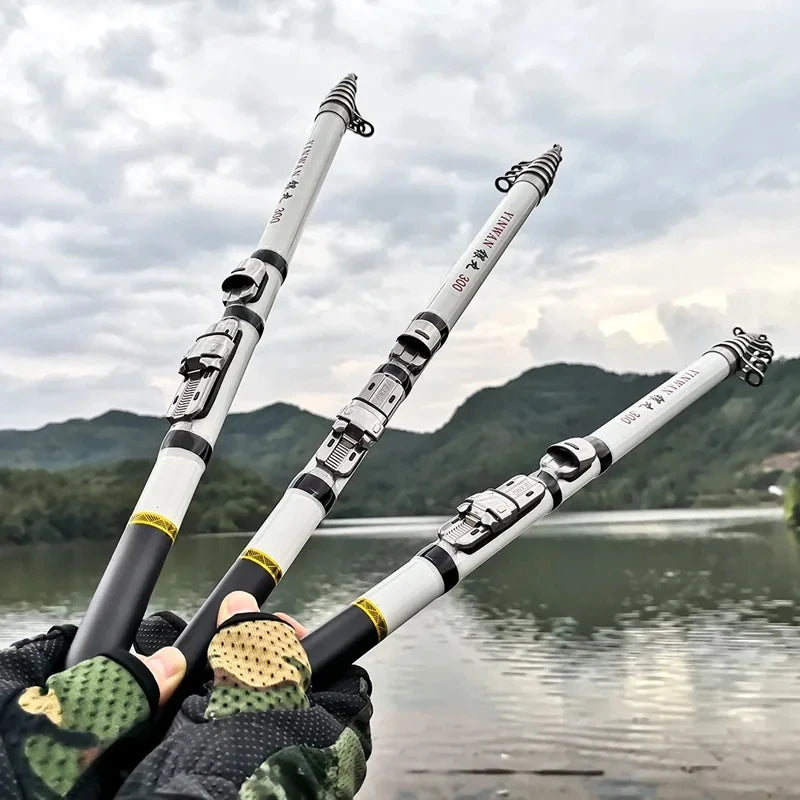 1.8m/2.1m/2.4m/2.7m/3.0m vara de pesca telescópica em rocha girando mosca carpa alimentador fibra vidro pesca mini viagem vara carretel assento