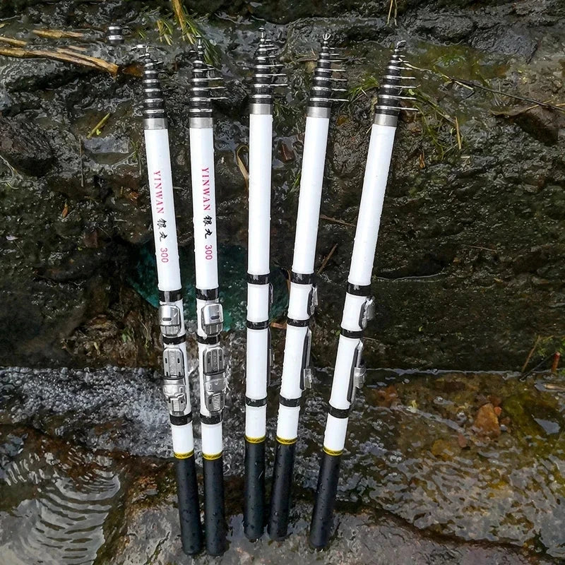 1.8m/2.1m/2.4m/2.7m/3.0m vara de pesca telescópica em rocha girando mosca carpa alimentador fibra vidro pesca mini viagem vara carretel assento
