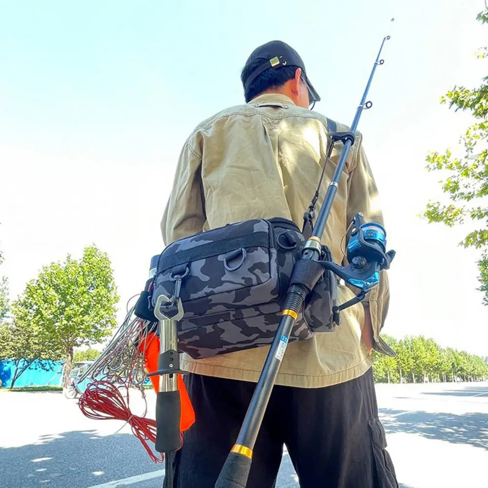 Pesca portátil amarrando a bolsa de ombro, saco de armazenamento, pesca Rod Holder, esportes ao ar livre Bag, pesca voando Tackle Bag
