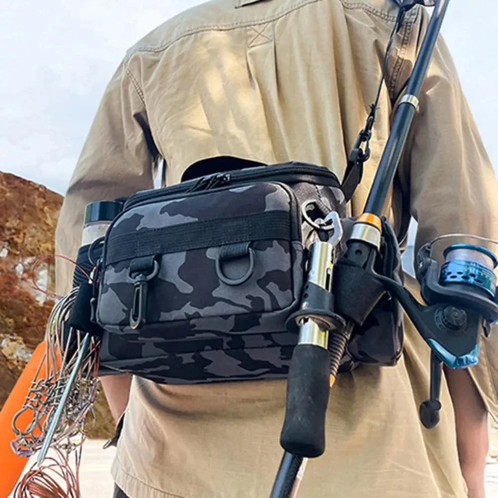 Pesca portátil amarrando a bolsa de ombro, saco de armazenamento, pesca Rod Holder, esportes ao ar livre Bag, pesca voando Tackle Bag