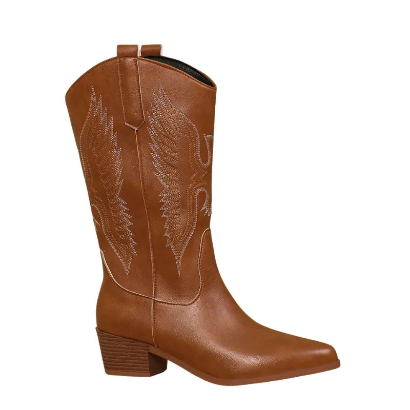 Botas de joelho altas bordadas para mulheres, Salto cunha, Sapatos de inverno, New Trend, Branco, Vermelho, Rosa, 2024