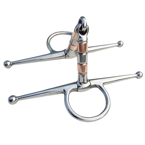 Bridão com embocadura de cobre, projetado para proporcionar conforto ao cavalo e controle ao cavaleiro, combinando elegância e funcionalidade.