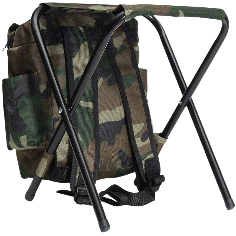 Cadeira dobrável portátil e multifuncional, ideal para acampamentos e atividades ao ar livre, oferecendo conforto e praticidade.