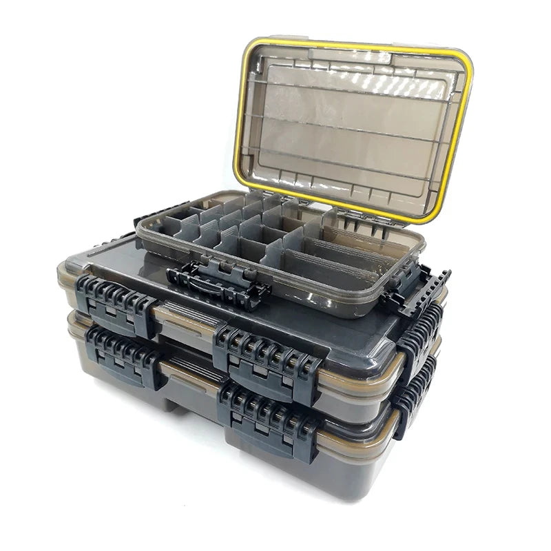 Caixa de pesca à prova d'água, perfeita para proteger seus equipamentos em qualquer condição. Mantenha suas iscas e anzóis organizados e sempre prontos para a ação!