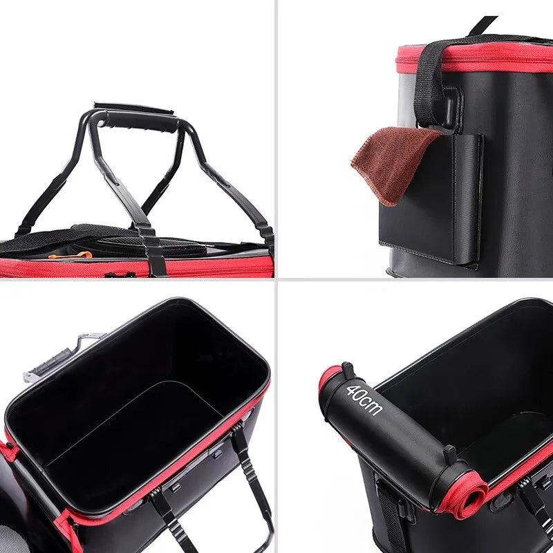 Caixa dobrável para peixes, prática e compacta, ideal para transportar e armazenar suas capturas de forma segura e conveniente.