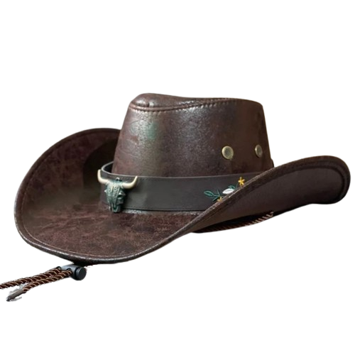 Chapéu Vaqueiro Vintage do Oeste, perfeito para adicionar um toque rústico ao seu visual. Ideal para festas, eventos ou para quem ama a cultura cowboy!