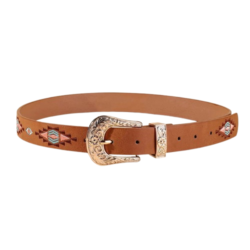 O Cinto Feminino Bordado com Fivela Ocidental adiciona um toque de estilo rústico ao seu look. Seu design único combina elegância e versatilidade, ideal para jeans e roupas casuais.