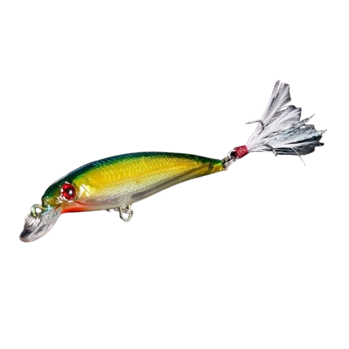 Conjunto com 10 iscas minnow Larser, ideais para pesca com design realista. Atraem diversos tipos de peixe com sua movimentação natural na água.