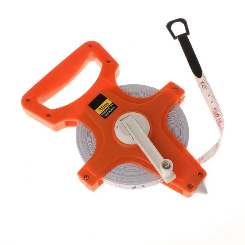 Fita métrica retrátil de fibra de vidro, leve e durável, ideal para medições precisas. Compacta e fácil de usar, perfeita para projetos de construção e jardinagem.