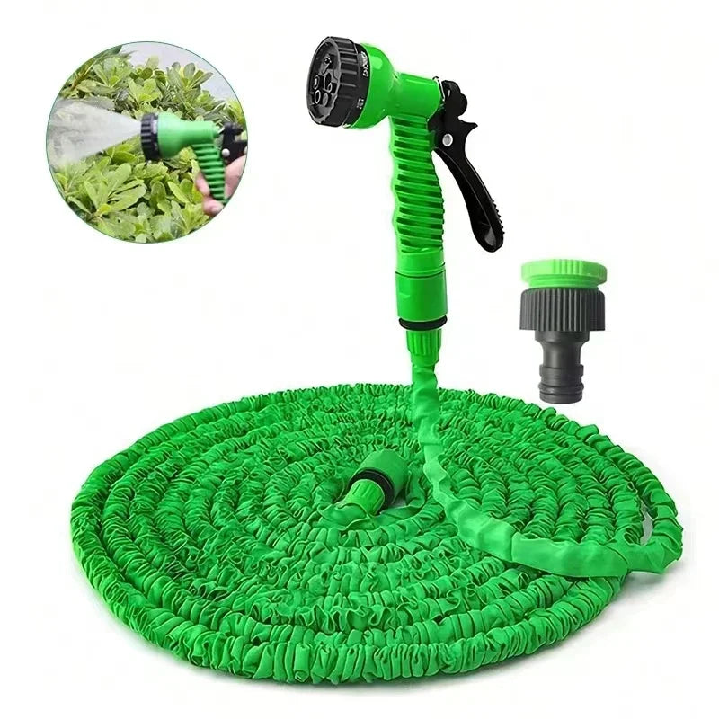 A Mangueira Mágica Expansível de Alta Pressão é perfeita para lavar carros e regar jardins. Com 7 funções de pulverização, é prática e fácil de armazenar!