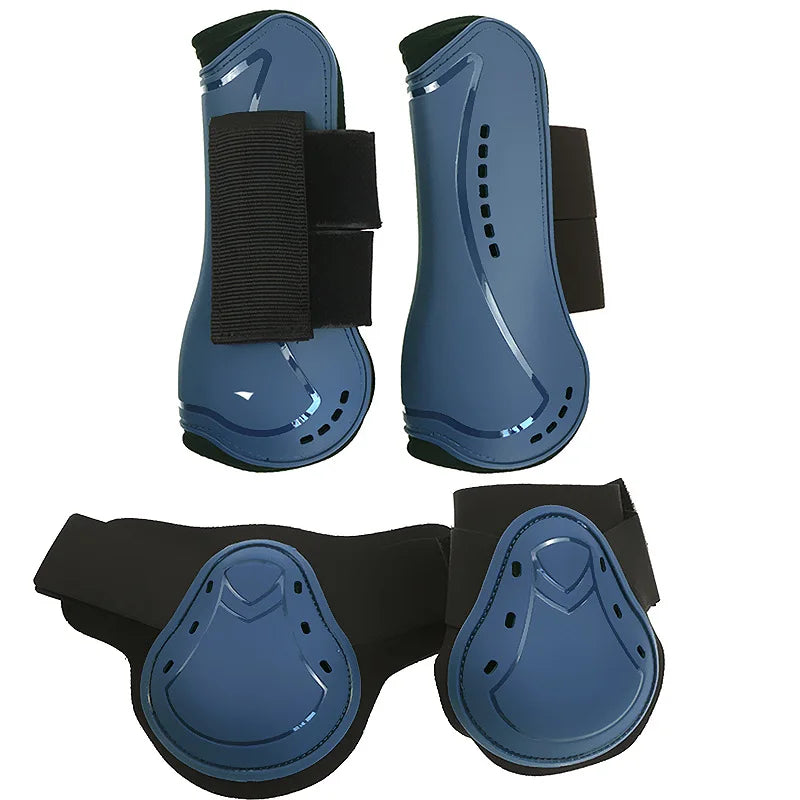Protetor Cavalo Fly Leg Guard Set, Botas dianteiras Hind Leg, PU Shell Wrap, Ajustável, Proteção do cavalo