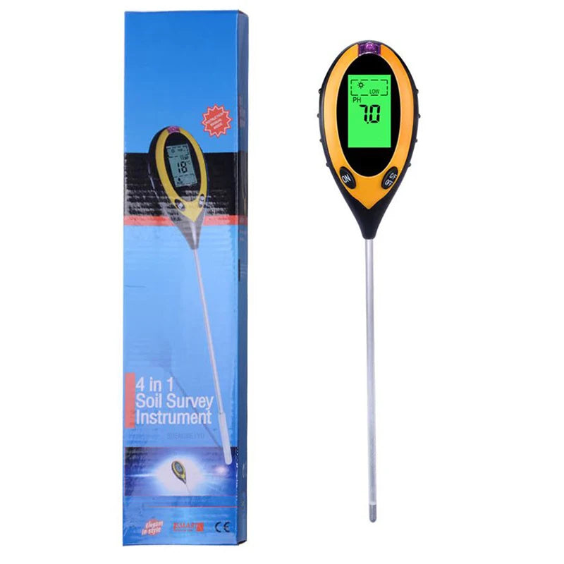 O Testador de Solo para pH, Umidade, Temperatura e Intensidade da Luz Solar fornece medições precisas, garantindo condições ideais para suas plantas. 