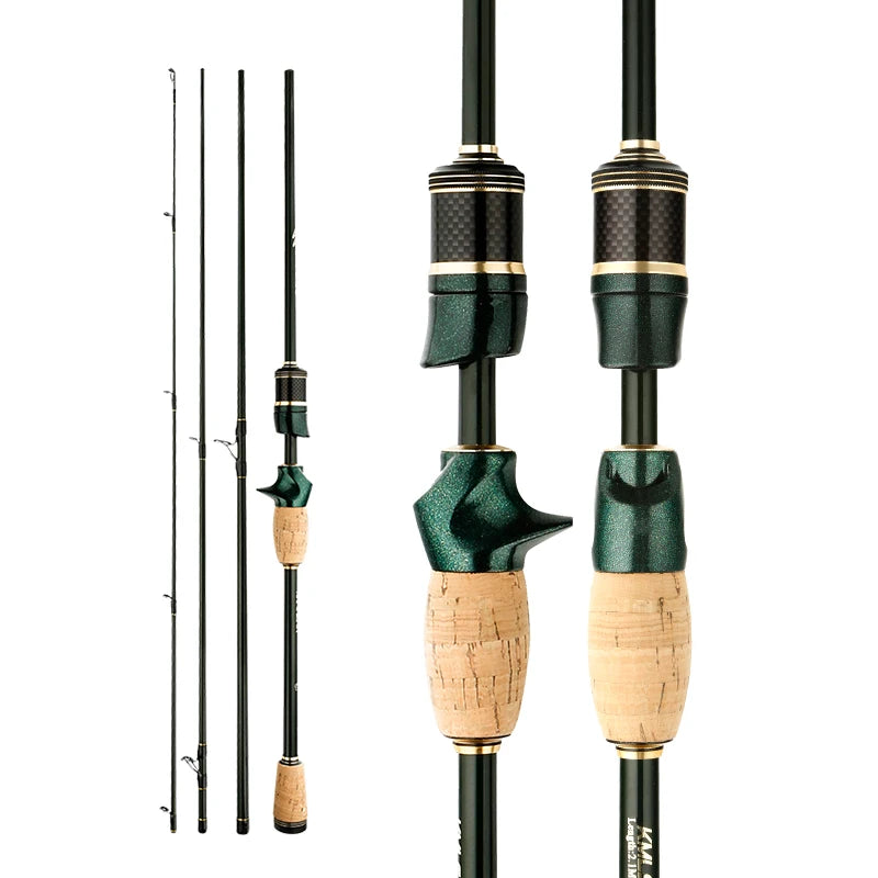 CEMREO Vara de pesca giratória de carbono, 4-5 seções, 1.8m/2.1m/2.4m, vara de viagem portátil, varas de pesca giratórias, equipamento de pesca