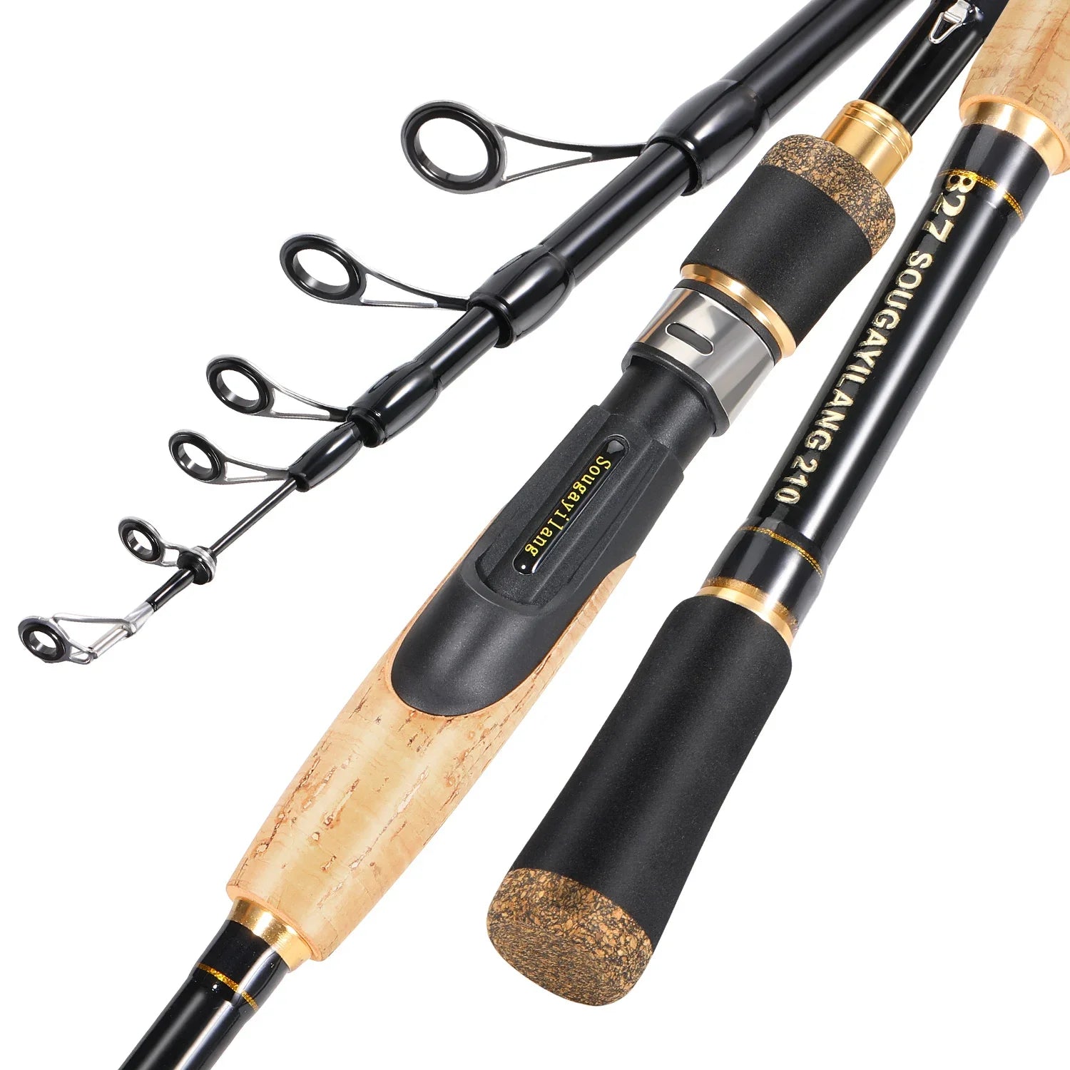 Sougayilang vara de pesca telescópica 1.6-2.1m fundição/vara giratória 5-6 seções arrasto máximo 20lbs vara para pesca em água do mar pólo pesca