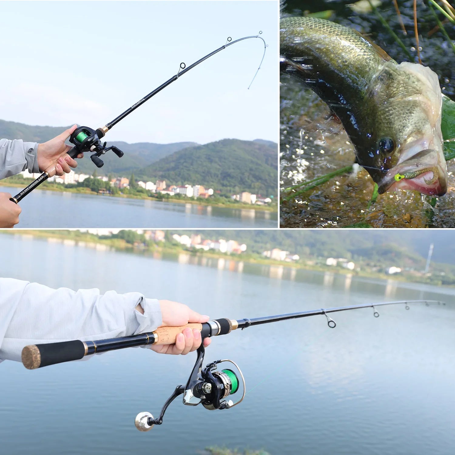 Sougayilang vara de pesca telescópica 1.6-2.1m fundição/vara giratória 5-6 seções arrasto máximo 20lbs vara para pesca em água do mar pólo pesca