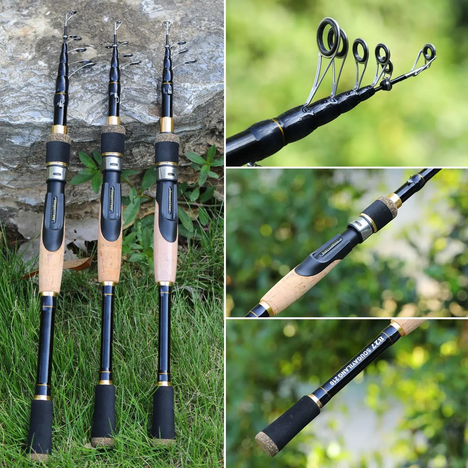 Sougayilang vara de pesca telescópica 1.6-2.1m fundição/vara giratória 5-6 seções arrasto máximo 20lbs vara para pesca em água do mar pólo pesca