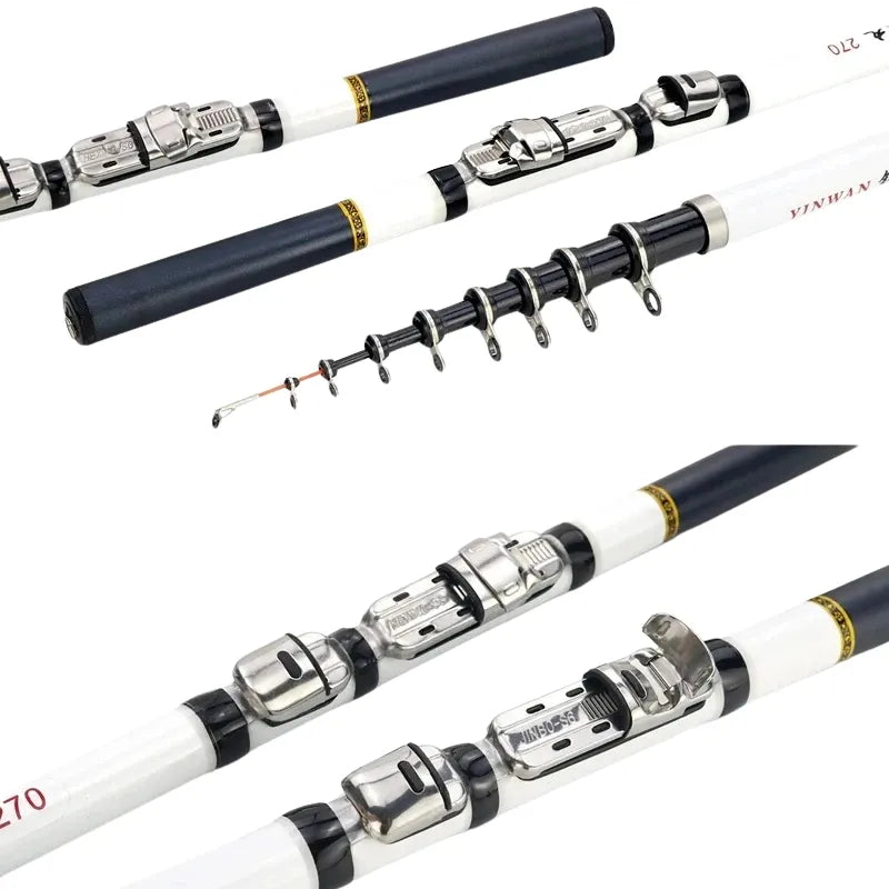 1.8m/2.1m/2.4m/2.7m/3.0m vara de pesca telescópica em rocha girando mosca carpa alimentador fibra vidro pesca mini viagem vara carretel assento