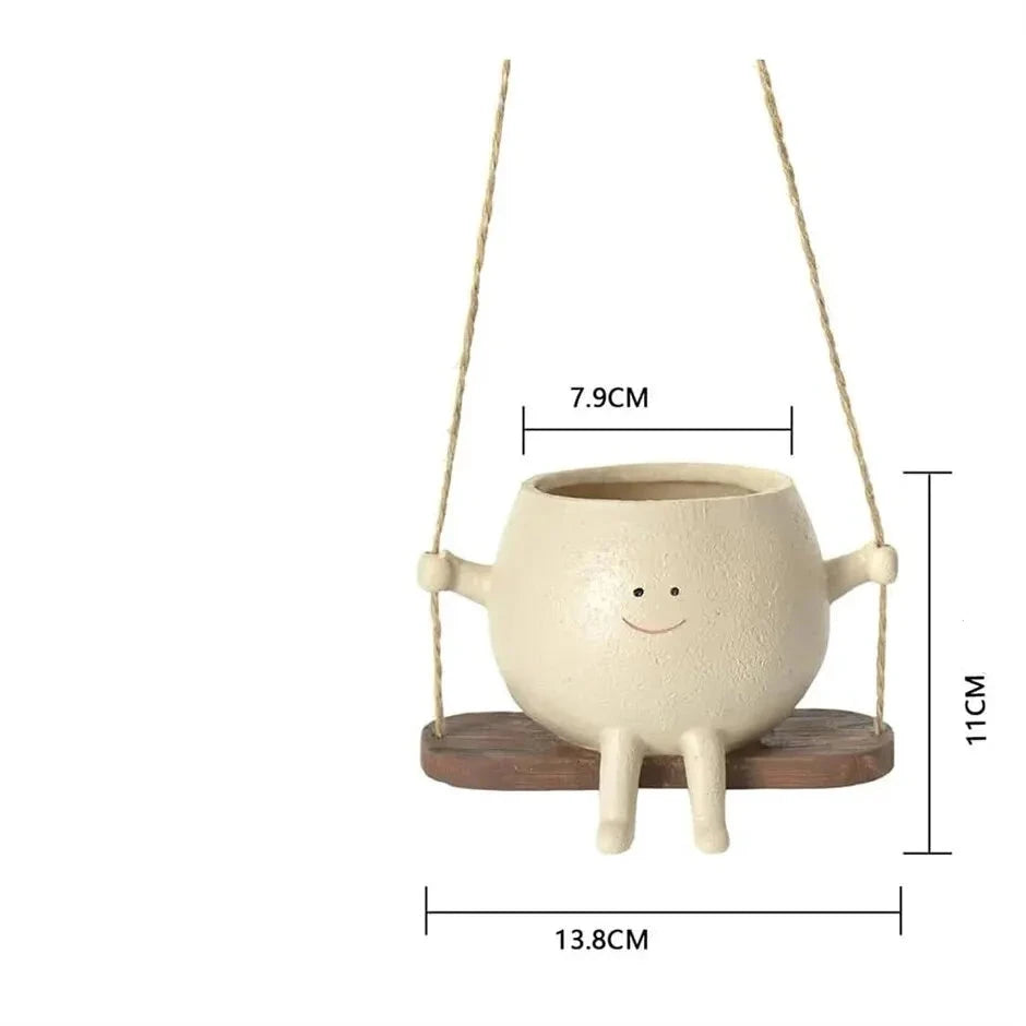 Vaso Divertido de Resina com Rosto Sorridente para Plantas